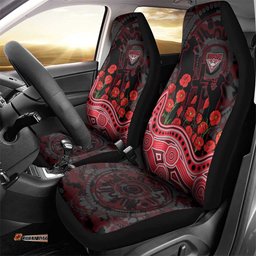 Essendon Bombers ANZAC Day Car Seat Cover Indigenous Dot Art with Poppy Flower Tribute TS04