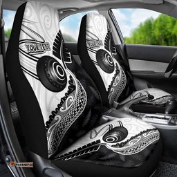 Personalised Aotearoa Lawn Bowls Car Seat Cover Maori and Silver Fern Half Style LT03