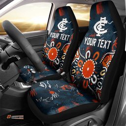 Personalized Carlton Blues Car Seat Cover Aboriginal Dot Painting Graffiti Style TS04