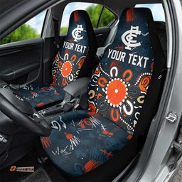 Personalized Carlton Blues Car Seat Cover Aboriginal Dot Painting Graffiti Style TS04