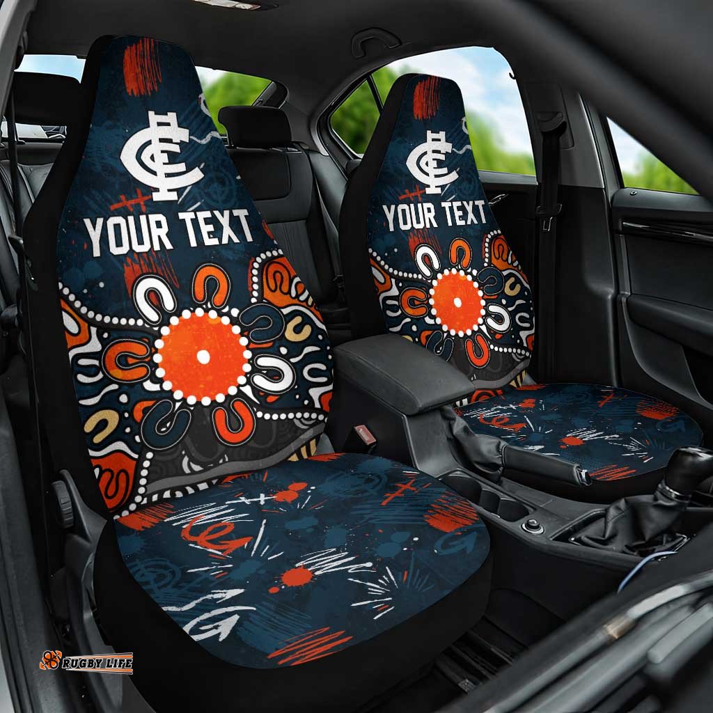 Personalized Carlton Blues Car Seat Cover Aboriginal Dot Painting Graffiti Style TS04