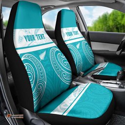 New Zealand Silver Fern Cricket Custom Car Seat Cover Black Cap Teal Maori Pattern LT14