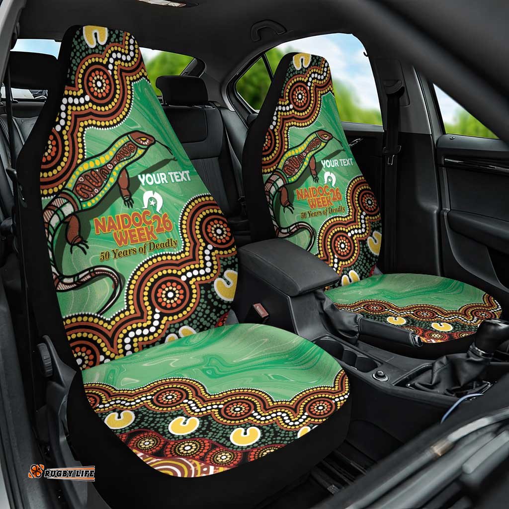 Personalised Australia Goanna NAIDOC Week 2026 Car Seat Cover 50 Years of Deadly Aboriginal Art LT14