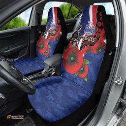 North Kangaroos ANZAC Personalised Car Seat Cover Lest We Forget Poppy Camo LT9