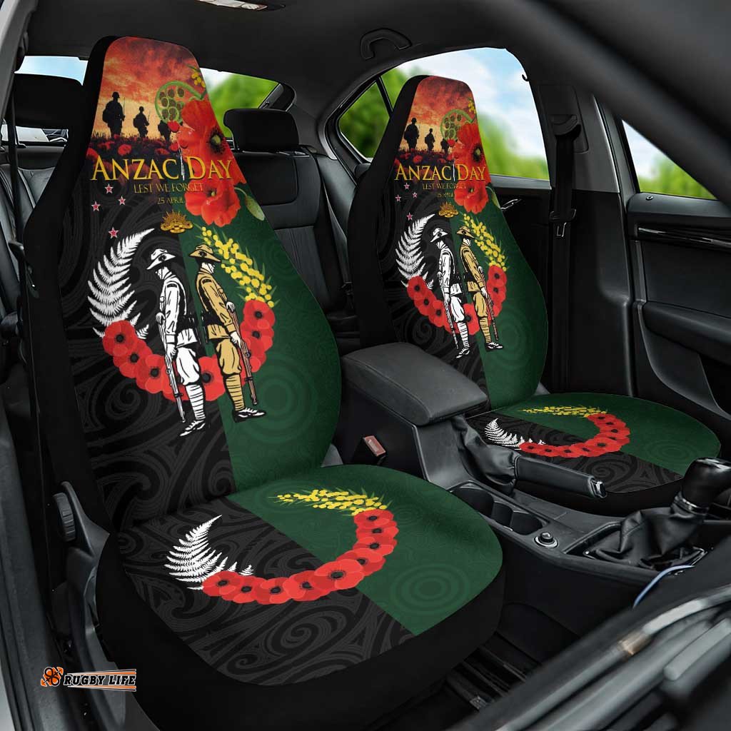 New Zealand and Australia ANZAC Day Car Seat Cover Lest We Forget Indigenous and Maori Pattern LT03