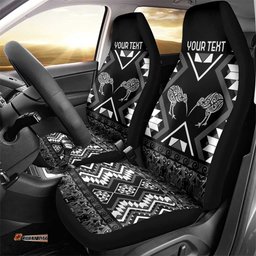 Personalised Taniko Motifs Aotearoa Car Seat Cover Waitangi Kowhaiwhai Kiwi - Monochrome LT7