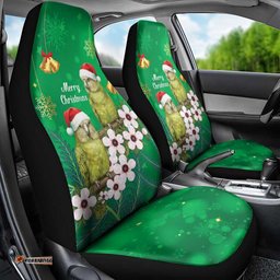 New Zealand Kakapo Christmas Car Seat Cover Owl Parrot Santa Sliver Fern Manuka - Green LT14