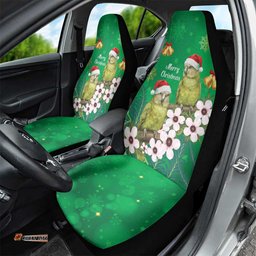 New Zealand Kakapo Christmas Car Seat Cover Owl Parrot Santa Sliver Fern Manuka - Green LT14