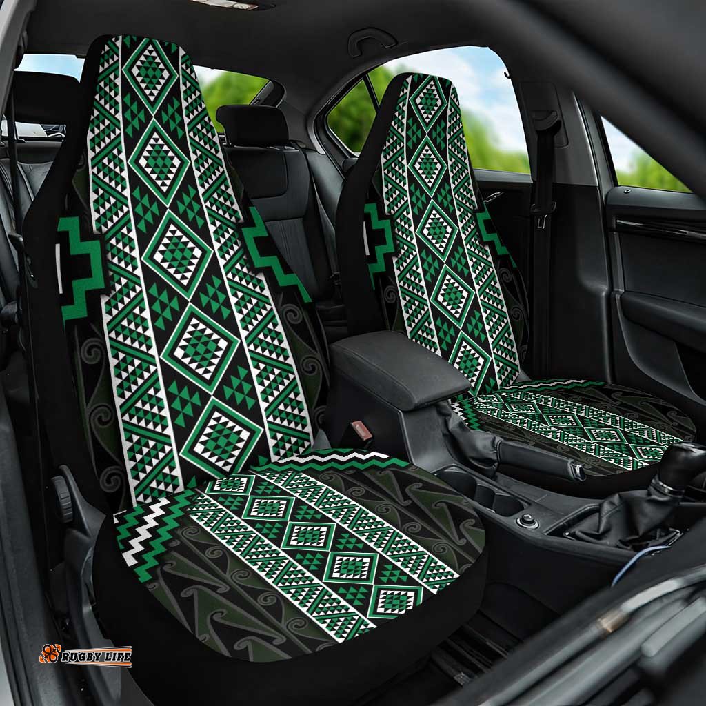 Jade Tukutuku Pattern Aotearoa Car Seat Cover Niho Taniwha and Puhoro Motifs LT7
