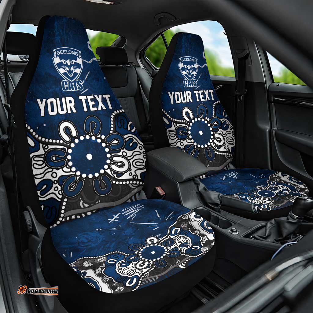 Personalized Geelong Cats Car Seat Cover Aboriginal Dot Painting Graffiti Style TS04
