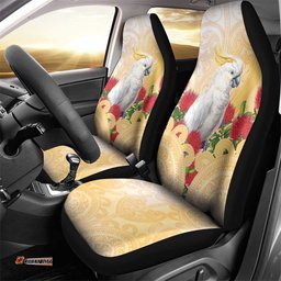 New Zealand Aotearoa Cockatoo Car Seat Cover Maori Pattern With Pohutukawa Flowers LT05