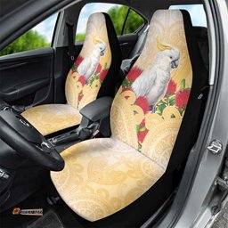 New Zealand Aotearoa Cockatoo Car Seat Cover Maori Pattern With Pohutukawa Flowers LT05