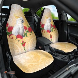 New Zealand Aotearoa Cockatoo Car Seat Cover Maori Pattern With Pohutukawa Flowers LT05