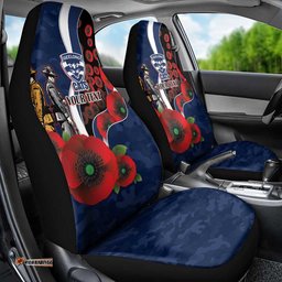 Geelong Cats ANZAC Personalised Car Seat Cover Lest We Forget Poppy Camo LT9