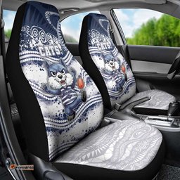 Geelong Navy Car Seat Cover Playful Cat Kicking Ball DT05