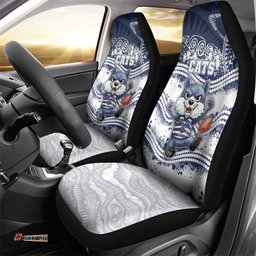 Geelong Navy Car Seat Cover Playful Cat Kicking Ball DT05