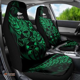 New Zealand Lawn Bowls Car Seat Cover Green Maori Warrior Tribal Silver Fern LT9