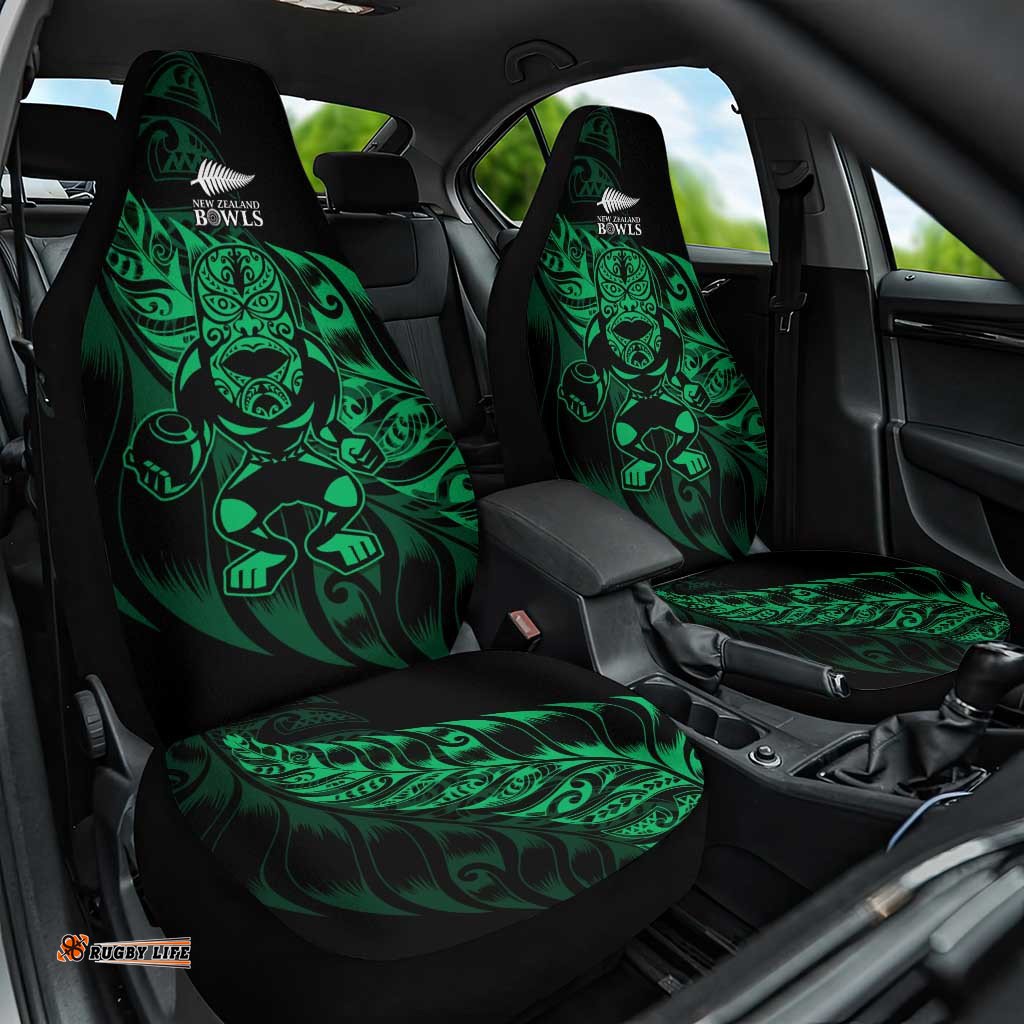 New Zealand Lawn Bowls Car Seat Cover Green Maori Warrior Tribal Silver Fern LT9