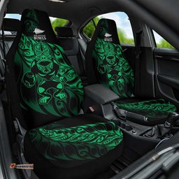 New Zealand Lawn Bowls Car Seat Cover Green Maori Warrior Tribal Silver Fern LT9
