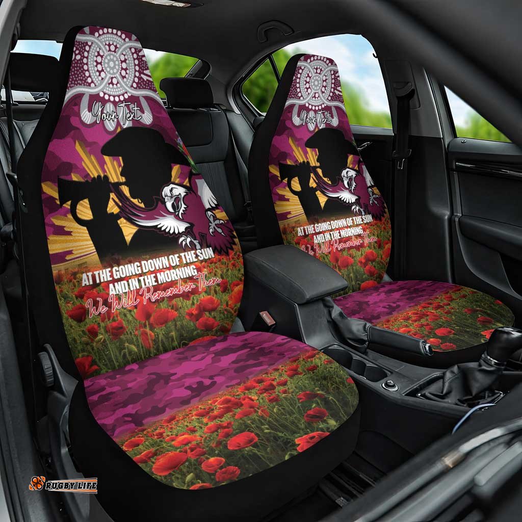 Personalised Sea Eagles Rugby ANZAC Day Car Seat Cover Last Post Poppy We Will Remember Them LT14
