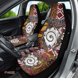 Personalised Aotearoa and Australia Together Car Seat Cover Koru and Kangaroo - Taniko with Aboriginal Motif LT03