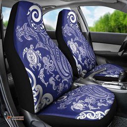 New Zealand Sea Animals with Maori Tribal Tattoo Car Seat Cover Blue Color LT03