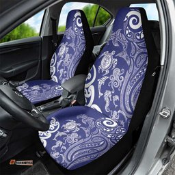 New Zealand Sea Animals with Maori Tribal Tattoo Car Seat Cover Blue Color LT03