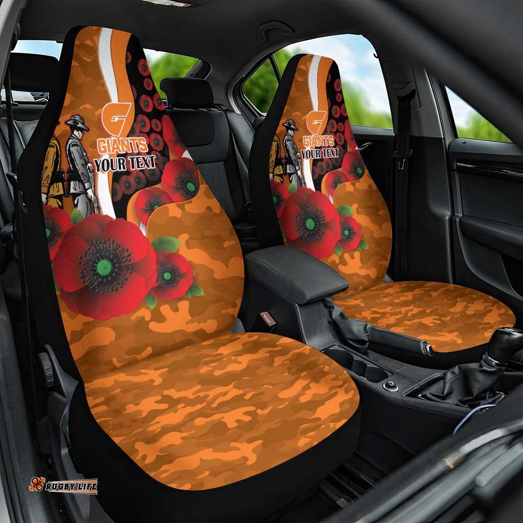 Greater Giants ANZAC Personalised Car Seat Cover Lest We Forget Poppy Camo LT9