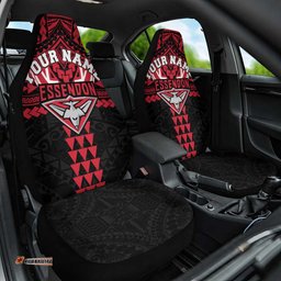 Personalized Essendon Bombers Car Seat Cover Polynesian Tribal Pattern Heritage Football TS04