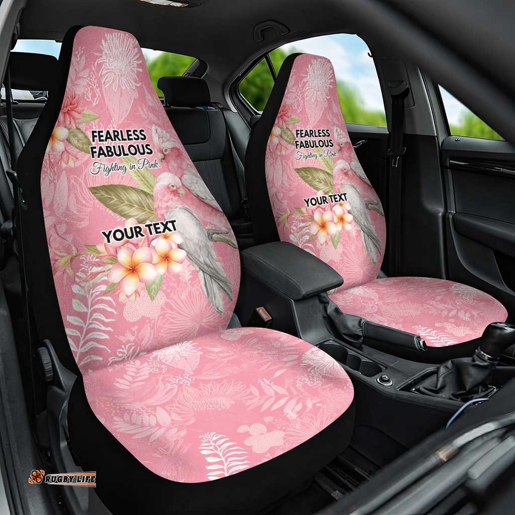 Personalised Galah Cockatoo Fighting in Pink Car Seat Cover Australian Breast Cancer Spirit LT9