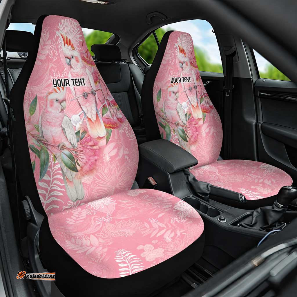 Personalised Galah Cockatoo Eucalyptus Flowers Car Seat Cover Australian Breast Cancer Spirit LT9