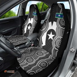 Torres Strait Islander Car Seat Cover Flag Feather Headdress Indigenous Dotwork Tribal Art TS04