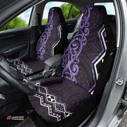 Purple Aotearoa Car Seat Cover Taniko Motifs With Paua Shell Kowhaiwhai LT14