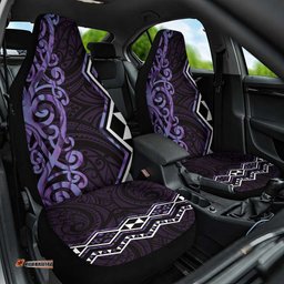 Purple Aotearoa Car Seat Cover Taniko Motifs With Paua Shell Kowhaiwhai LT14