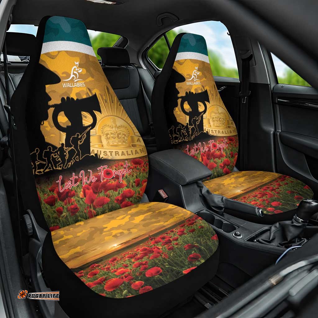 Wallabies ANZAC Day Car Seat Cover Last Post Poppy Lest We Forget LT14