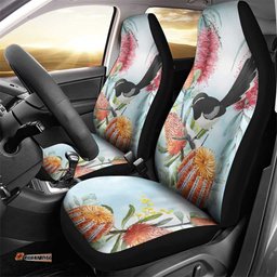 Willie wagtail Australia Car Seat Cover Banksia Bottlebrushes Watercolor Stylized LT14