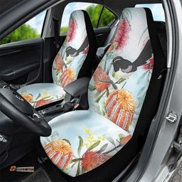 Willie wagtail Australia Car Seat Cover Banksia Bottlebrushes Watercolor Stylized LT14