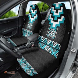 Turquoise Taniko Pattern Aotearoa Car Seat Cover Niho Taniwha Mix Poutama LT14