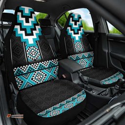 Turquoise Taniko Pattern Aotearoa Car Seat Cover Niho Taniwha Mix Poutama LT14