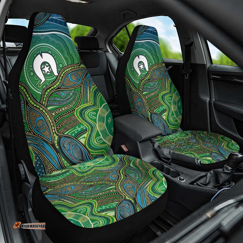 Torres Strait Islands Car Seat Cover Indigenous Ocean Wave Dot Green Color TS04