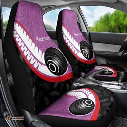 Personalised Aotearoa Lawn Bowls Car Seat Cover Maori and Silver Fern Sporty Style Pink Color LT03