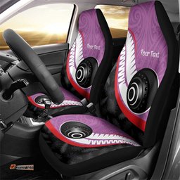 Personalised Aotearoa Lawn Bowls Car Seat Cover Maori and Silver Fern Sporty Style Pink Color LT03