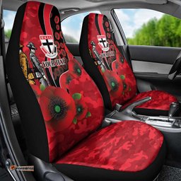 St Saints ANZAC Personalised Car Seat Cover Lest We Forget Poppy Camo LT9
