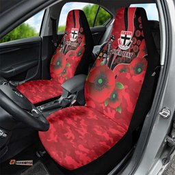 St Saints ANZAC Personalised Car Seat Cover Lest We Forget Poppy Camo LT9