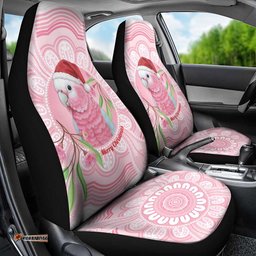 Funny Pink Galah Australia Christmas Car Seat Cover Eucalyptus Blossoms Aboriginal Art LT14