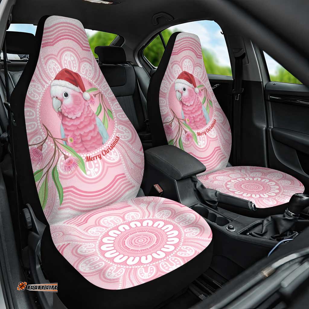 Funny Pink Galah Australia Christmas Car Seat Cover Eucalyptus Blossoms Aboriginal Art LT14