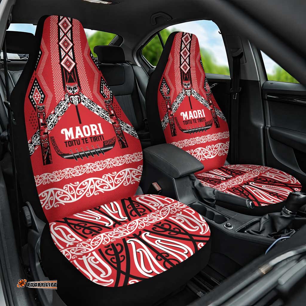Toitu Te Tiriti Waitangi Car Seat Cover Red Wharenui House LT9