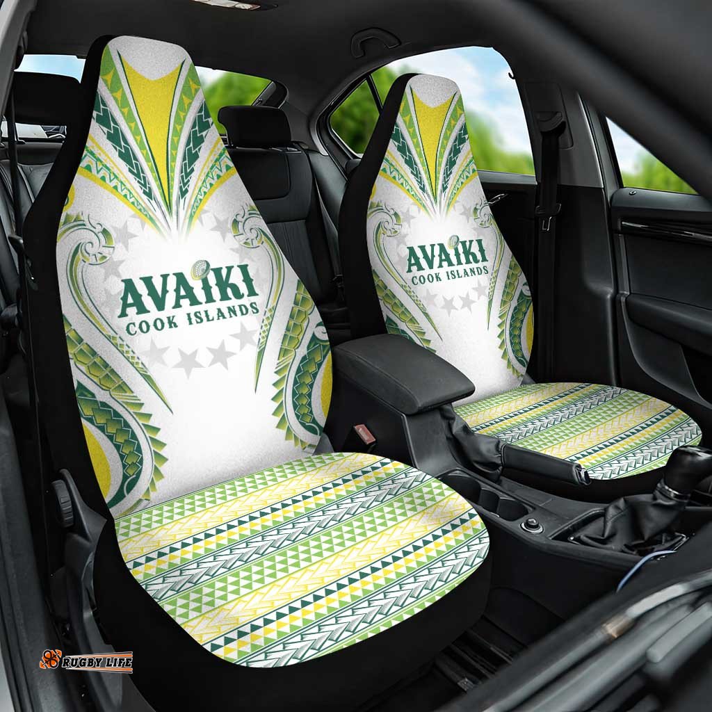 Rugby Cook Islands Avaiki Car Seat Cover White Kuki Airani Tribal Maori Inspired LT9