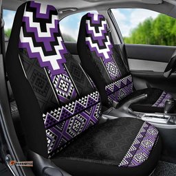 Purple Taniko Pattern Aotearoa Car Seat Cover Niho Taniwha Mix Poutama LT14