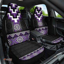 Purple Taniko Pattern Aotearoa Car Seat Cover Niho Taniwha Mix Poutama LT14